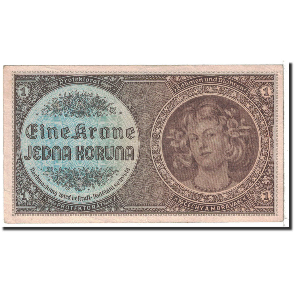 Bohemia and Moravia, 1 Koruna, 1940, KM:3a, AU(55-58)