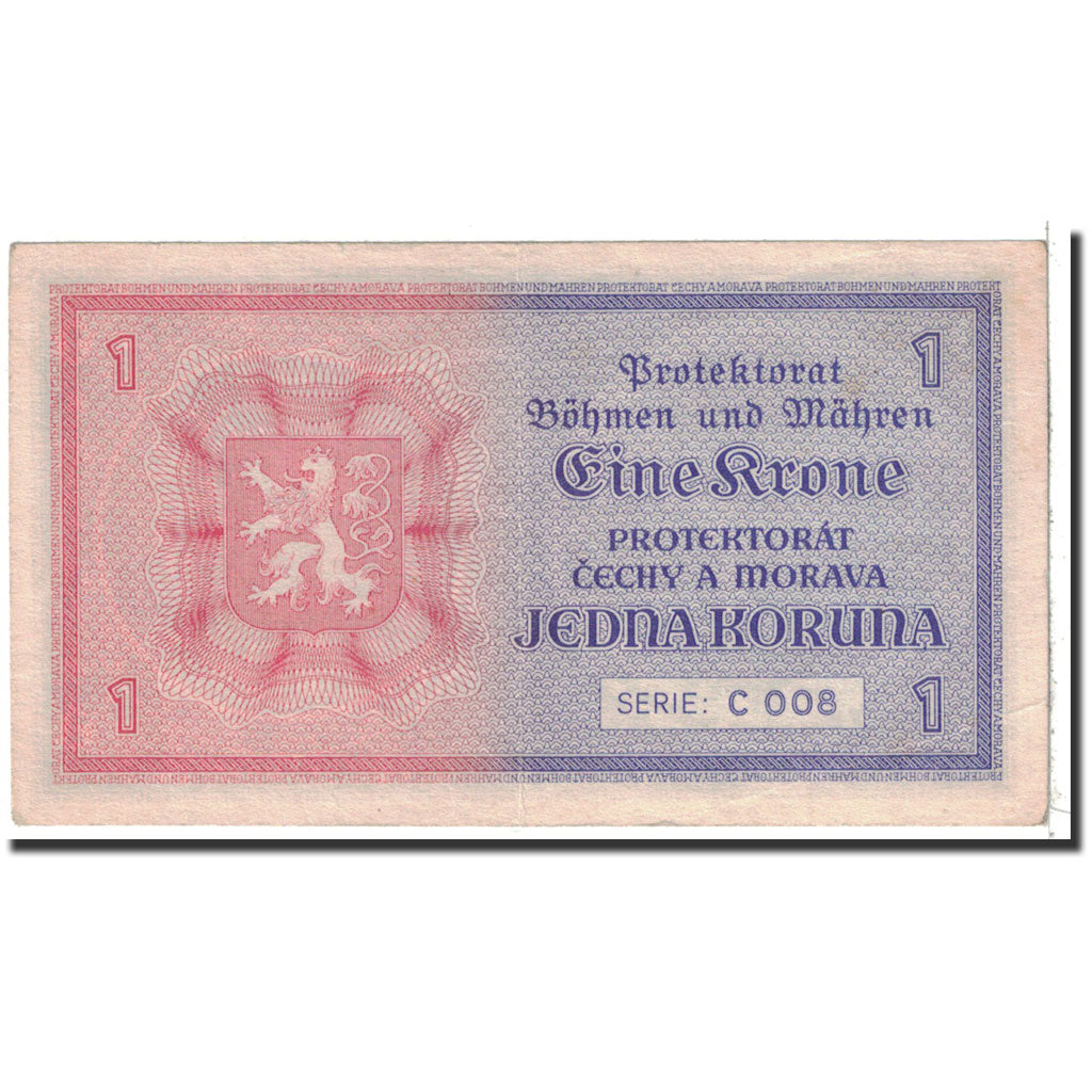 Bohemia and Moravia, 1 Koruna, 1940, KM:3a, AU(55-58)