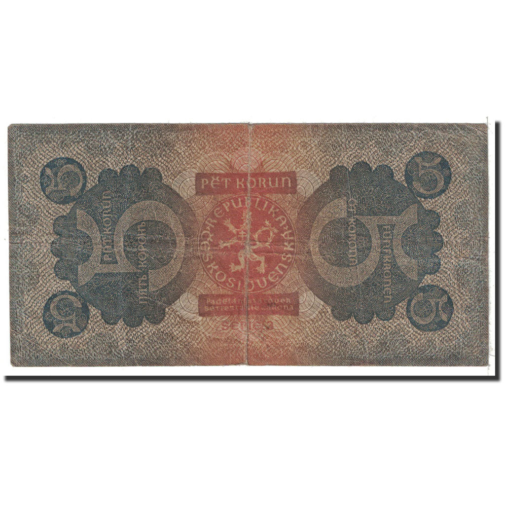 Banknote, Czechoslovakia, 5 Korun, 1921, Undated, KM:15, EF(40-45)