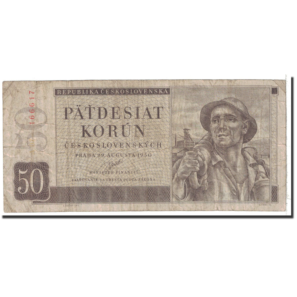 Czechoslovakia, 50 Korun, 1950, KM:71a, 1950-08-29, VG(8-10)