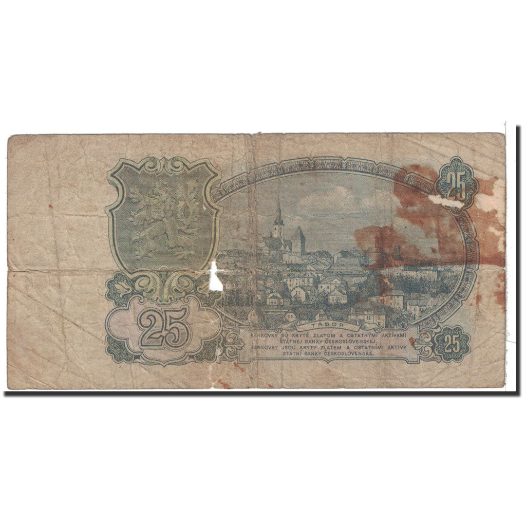 Banknote, Czechoslovakia, 25 Korun, 1953, Undated, KM:84b, VG(8-10)