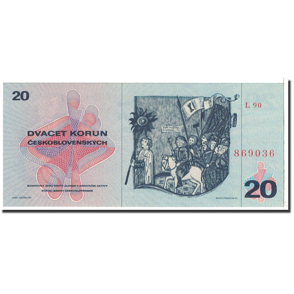 Banknote, Czechoslovakia, 20 Korun, 1970, Undated, KM:92, UNC(65-70)