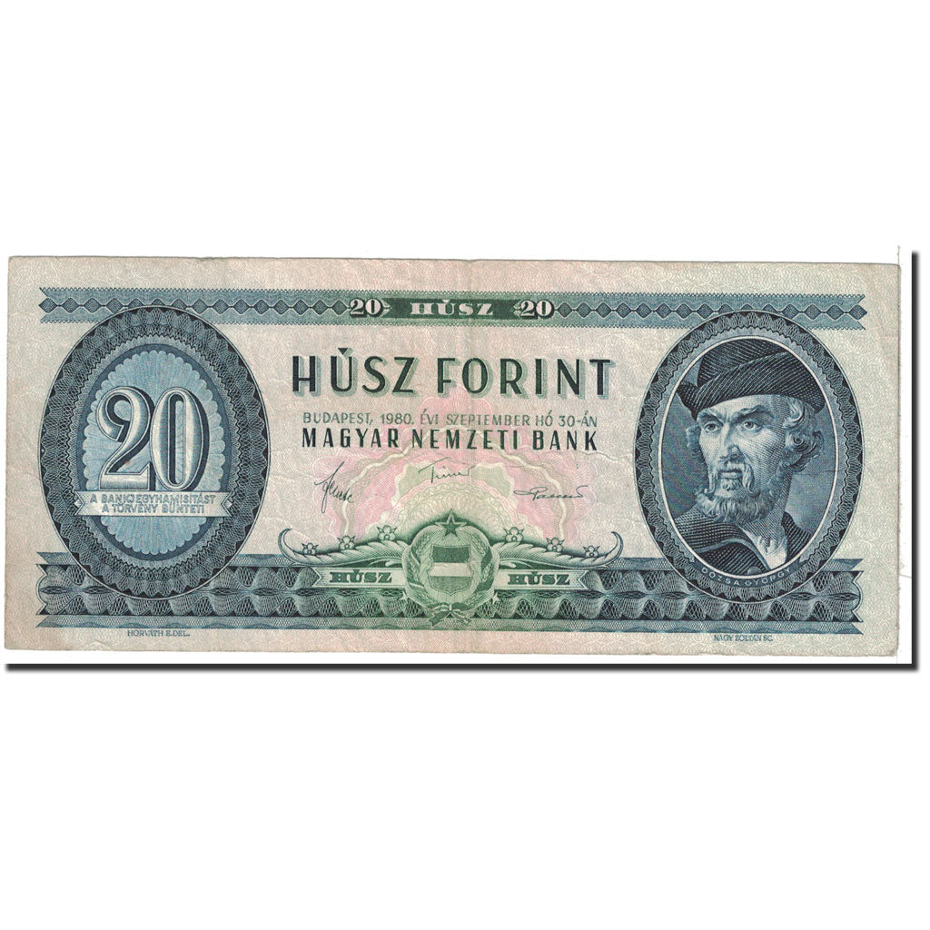 Banknote, Hungary, 20 Forint, 1980, 1980-09-30, KM:169g, EF(40-45)