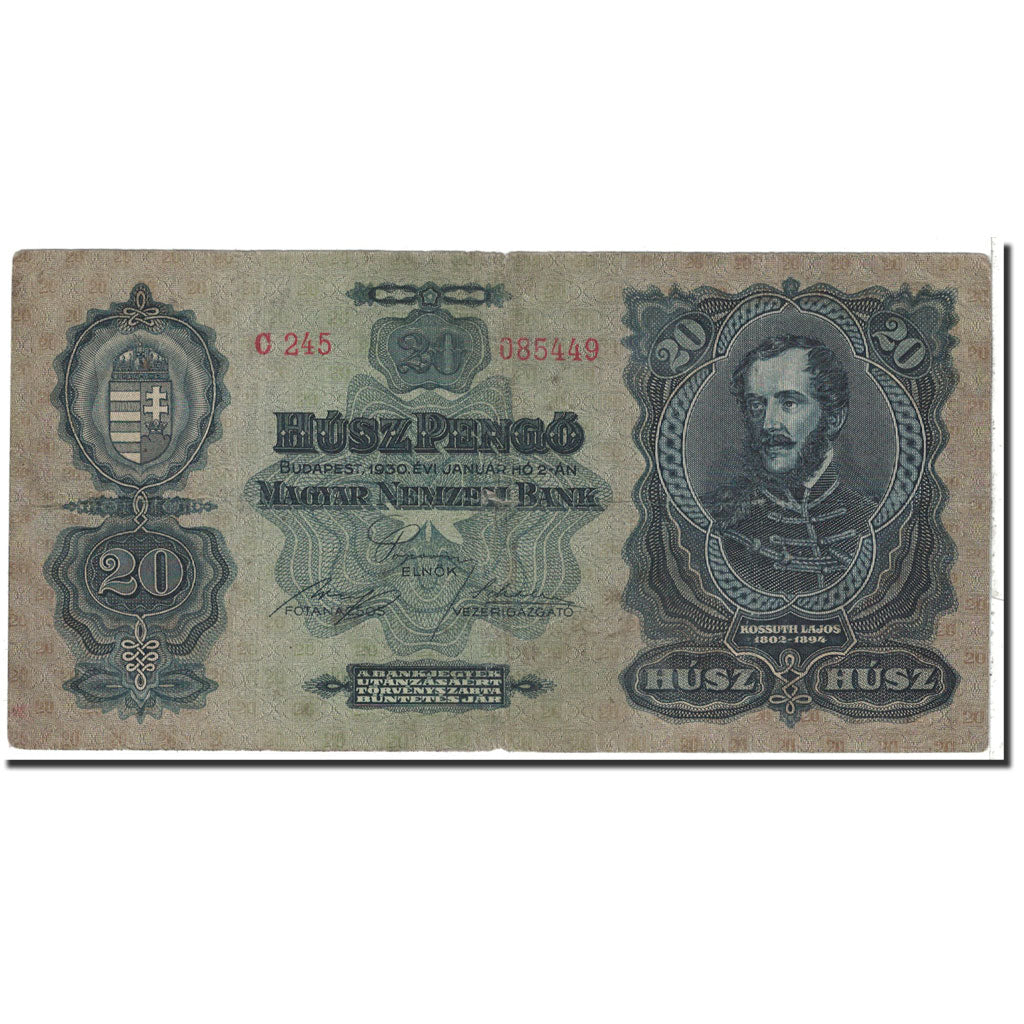 Hungary, 20 Pengö, 1930, KM:97, 1930-01-02, VF(20-25)