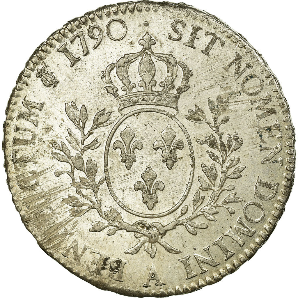 France, Louis XVI, Ecu aux branches d'olivier, 1790, Paris, Silver, EF(40-45)