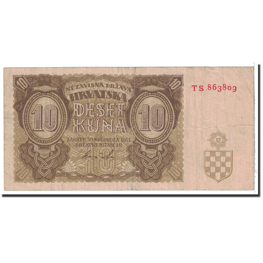 Croatia, 10 Kuna, 1941, KM:5b, 1941-08-30, VF(20-25)