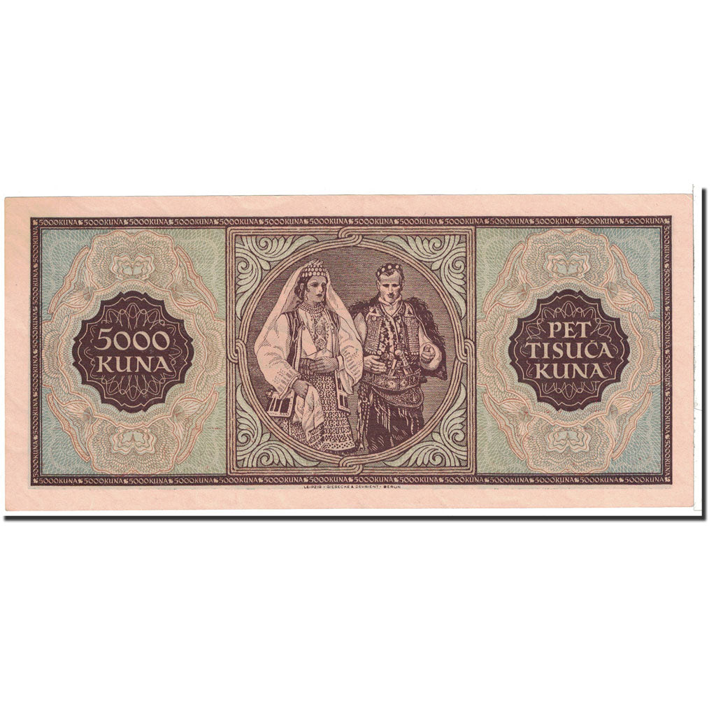 Croatia, 5000 Kuna, 1943, KM:13a, 1943-09-01, UNC(65-70)