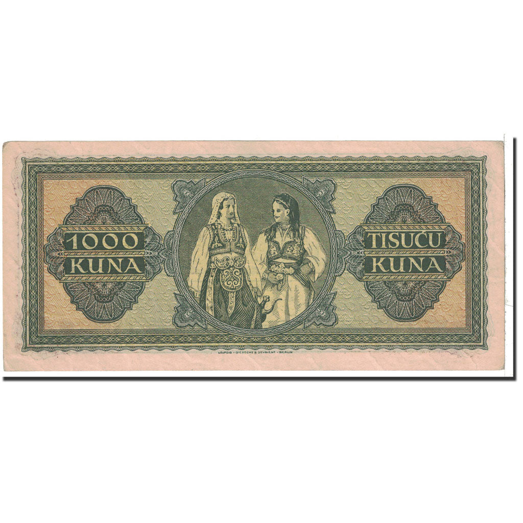 Croatie, 1000 Kuna, 1943, KM:12a, 1943-09-01, TTB+