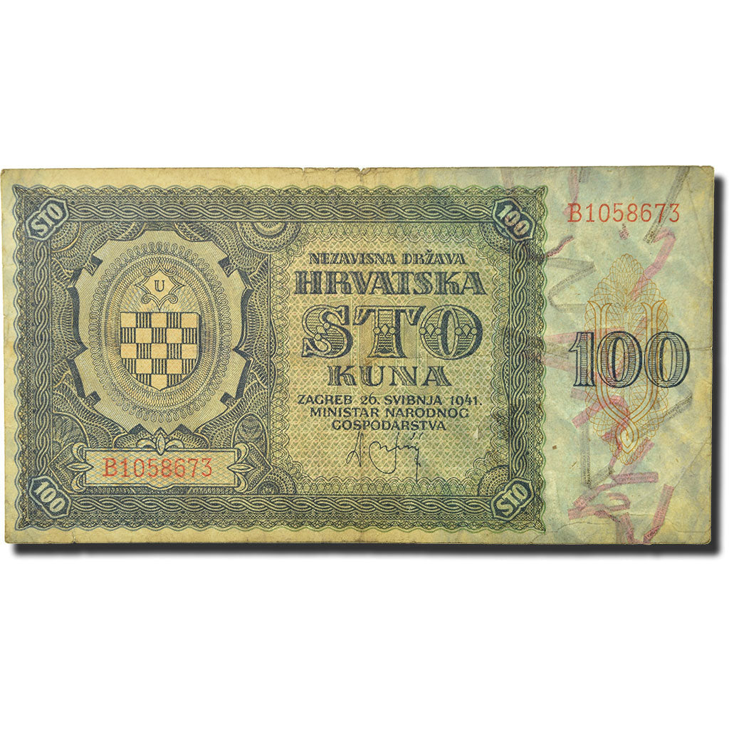 Billet, Croatie, 100 Kuna, 1941, 1941-05-26, KM:2a, TTB