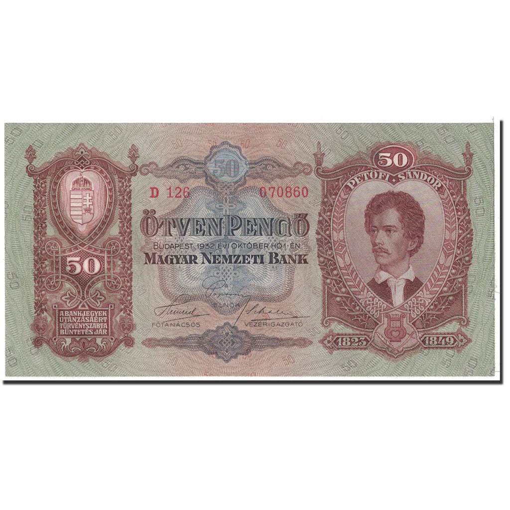 Banknote, Hungary, 50 Pengö, 1932, 1932-10-01, KM:99, UNC(65-70)