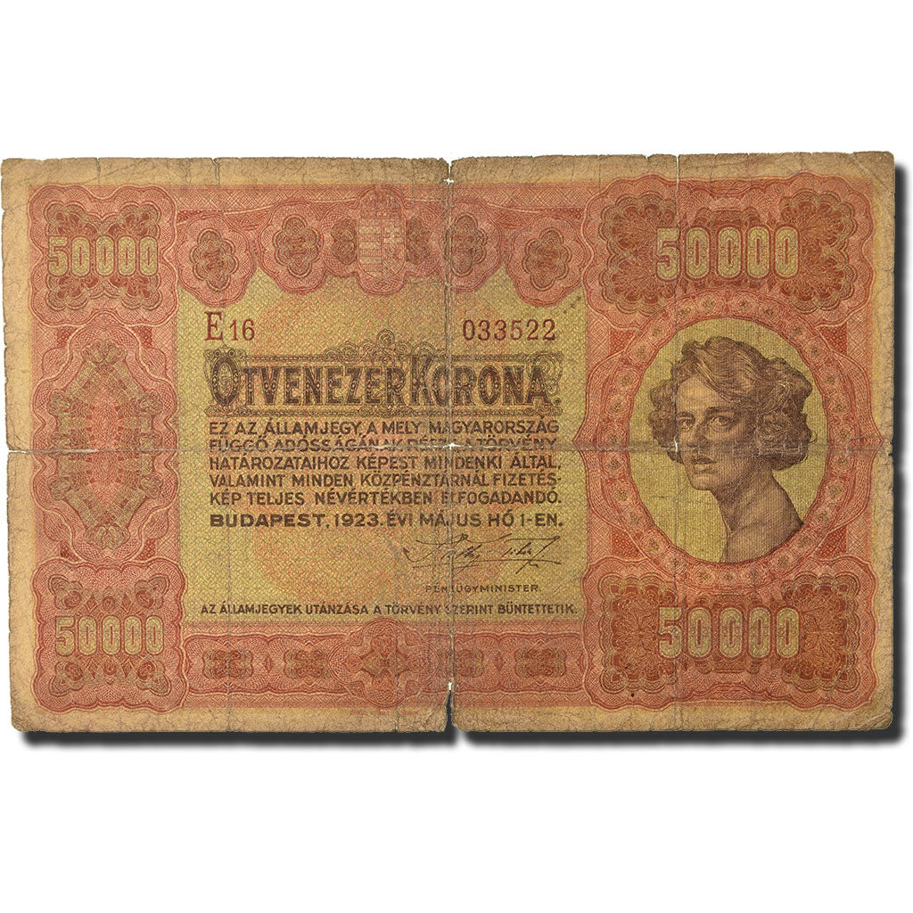 Banknote, Hungary, 50,000 Korona, 1923, 1923-05-01, KM:71b, VG(8-10)