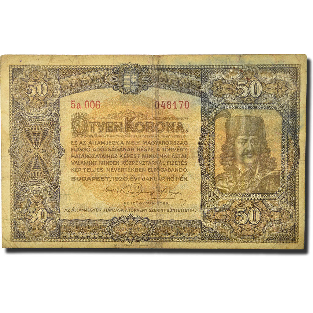 Banknote, Hungary, 50 Korona, 1920, 1920-01-01, KM:62, EF(40-45)