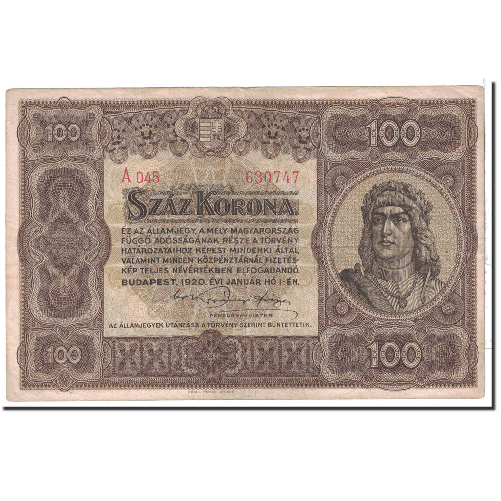Hungary, 100 Korona, 1920, KM:63, 1920-01-01, EF(40-45)