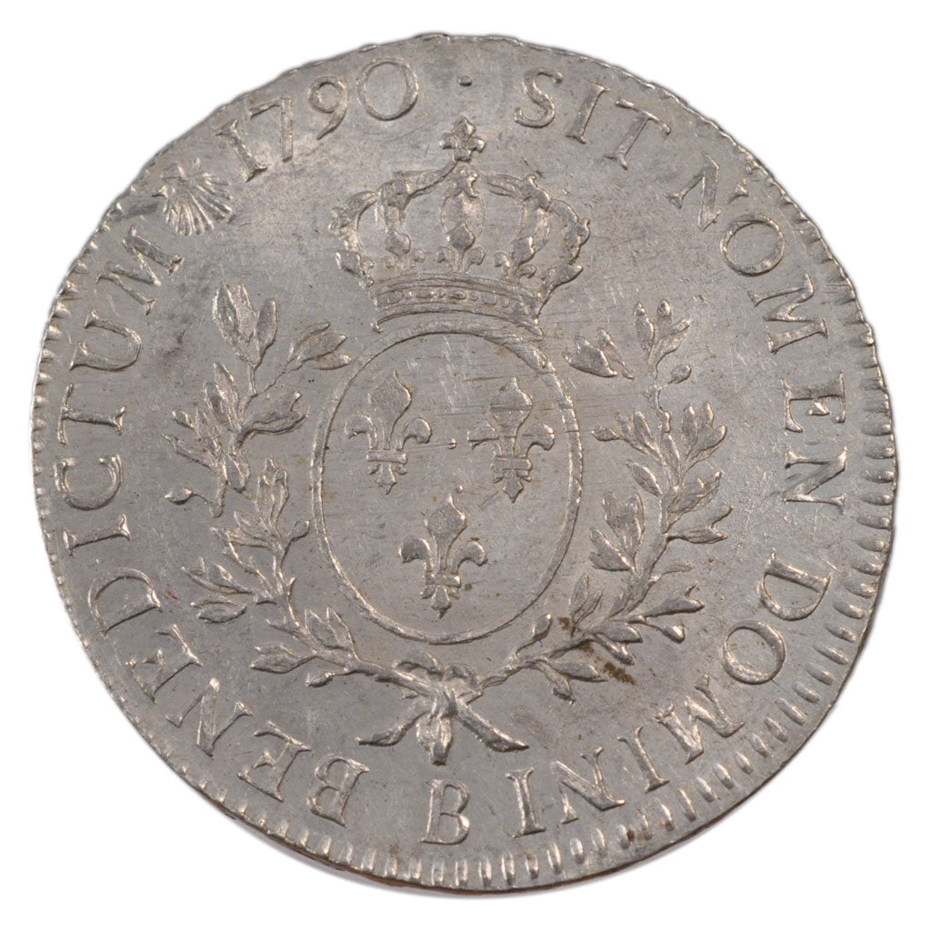 FRANCE, Écu aux branches d'olivier, ECU, 1790, Rouen, KM #564.3, AU(55-58), ...