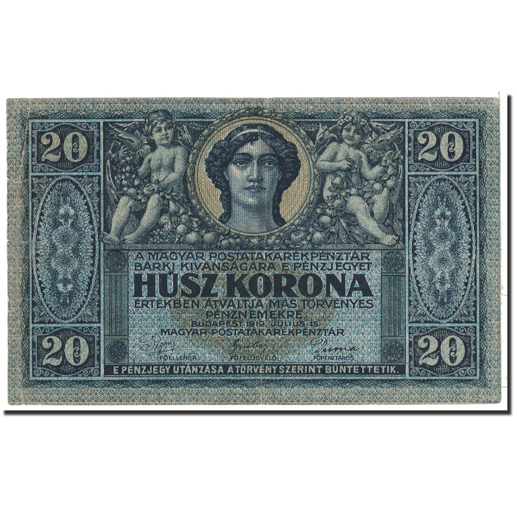 Hungary, 20 Korona, 1919, KM:38a, 1919-07-15, EF(40-45)