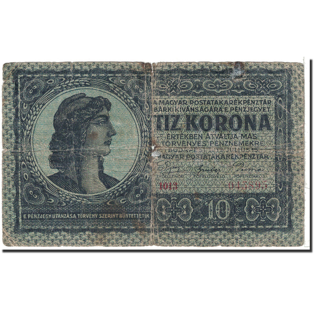 Hungary, 10 Korona, 1919, KM:37, 1919-07-15, VF(20-25)