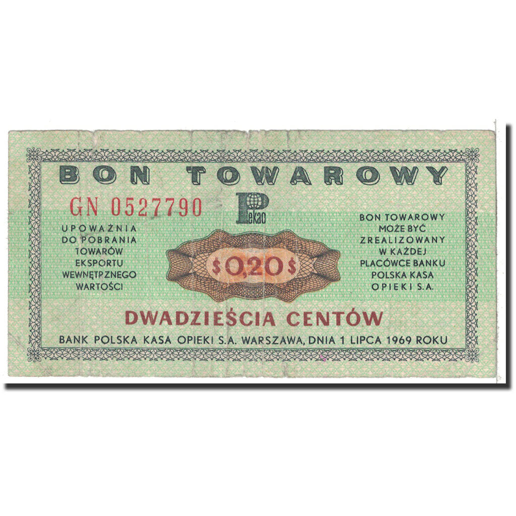Banknote, Poland, 20 Cents, 1969, Undated, KM:FX25, VF(30-35)