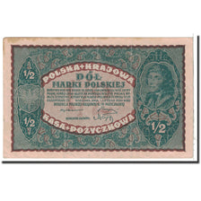 Poland, 1/2 Marki, 1920, KM:30, 1920-02-07, EF(40-45)