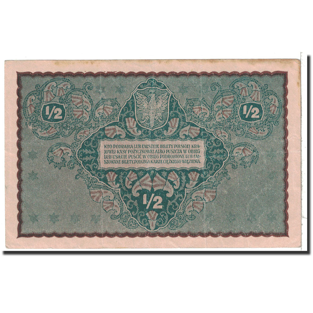 Poland, 1/2 Marki, 1920, KM:30, 1920-02-07, EF(40-45)