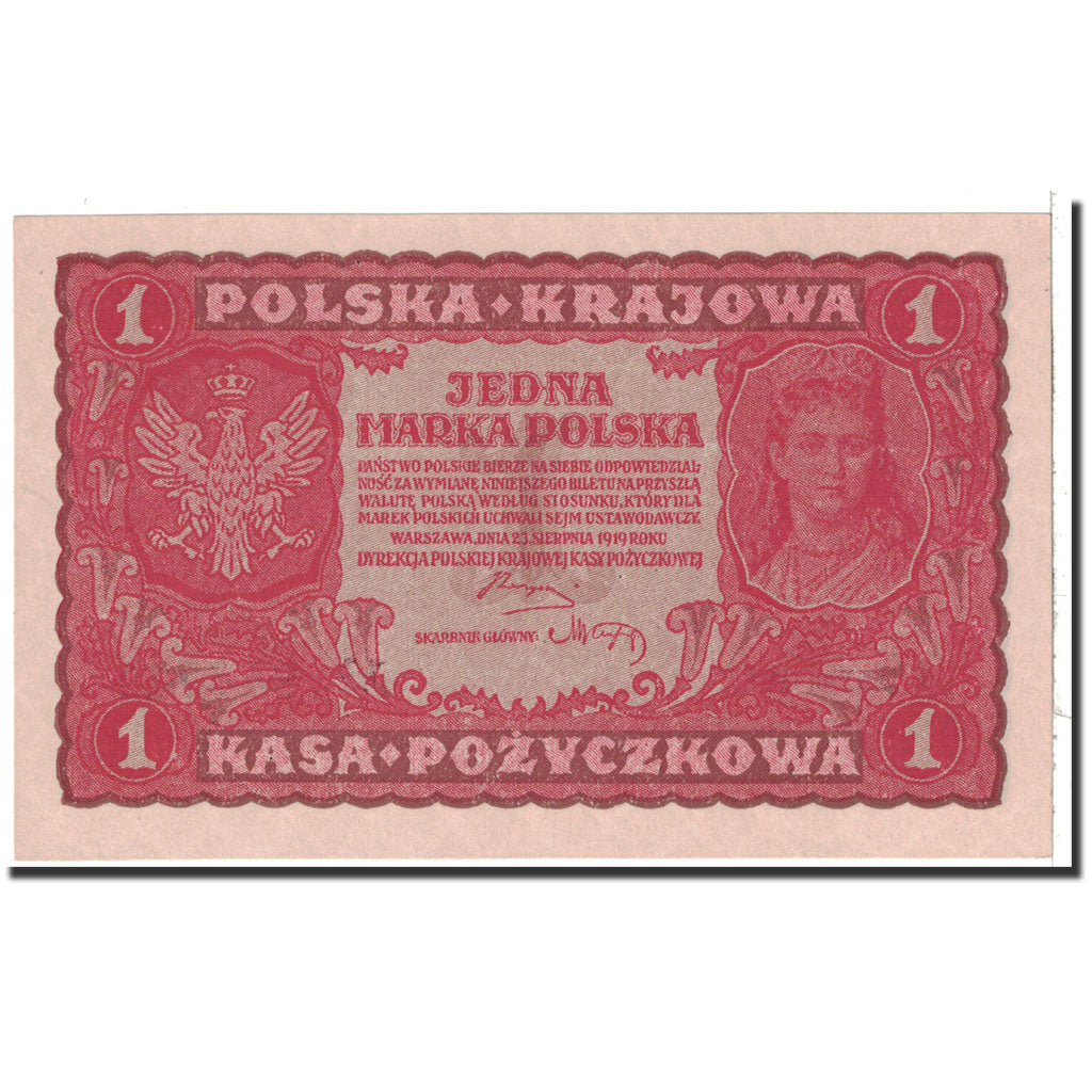 Banknote, Poland, 1 Marka, 1919, 1919-08-23, KM:23, UNC(65-70)