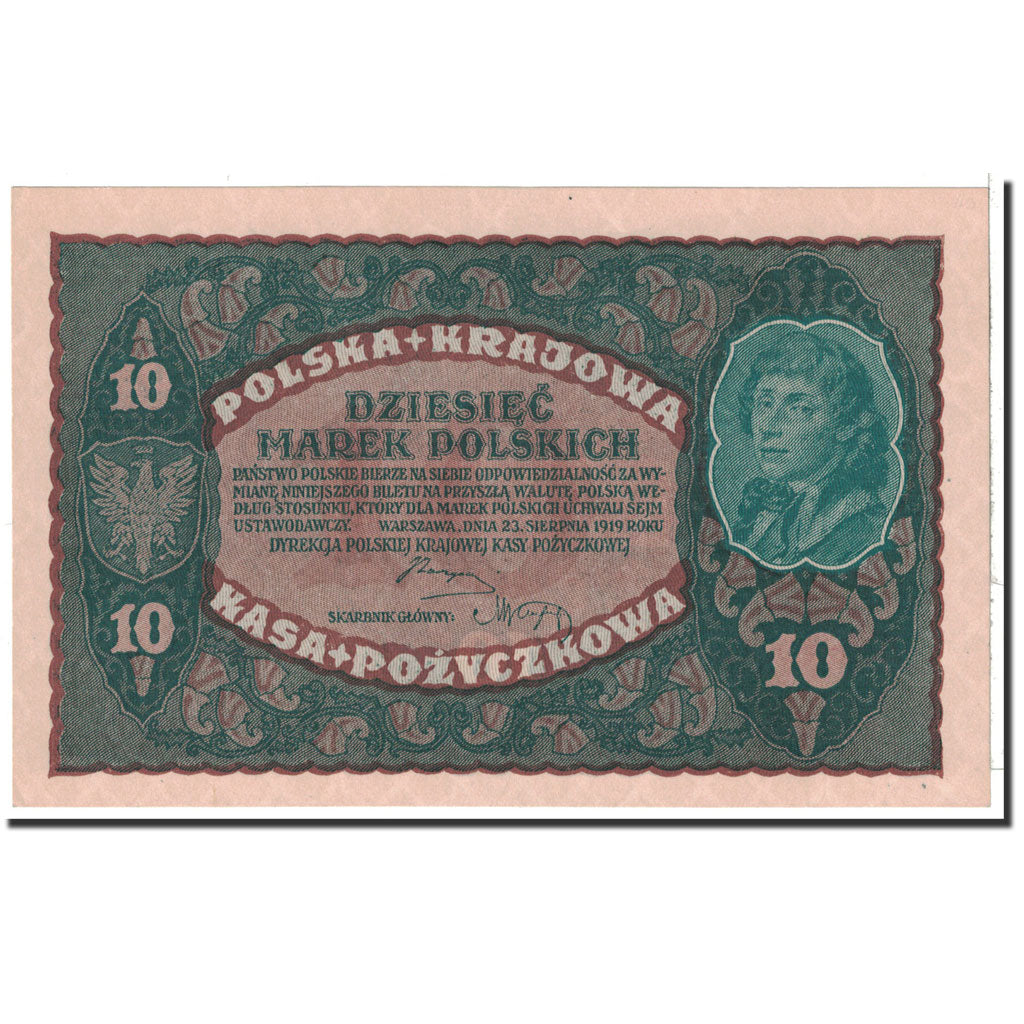 Poland, 10 Marek, 1919, KM:25, 1919-08-23, UNC(65-70)