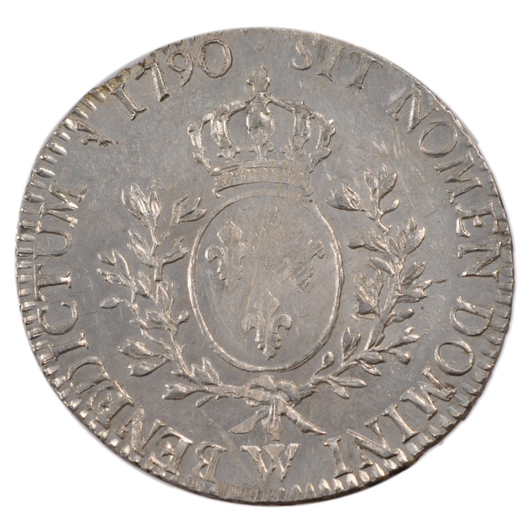 FRANCE, Écu aux branches d'olivier, ECU, 1790, Lille, KM #564.16, AU(55-58), ...