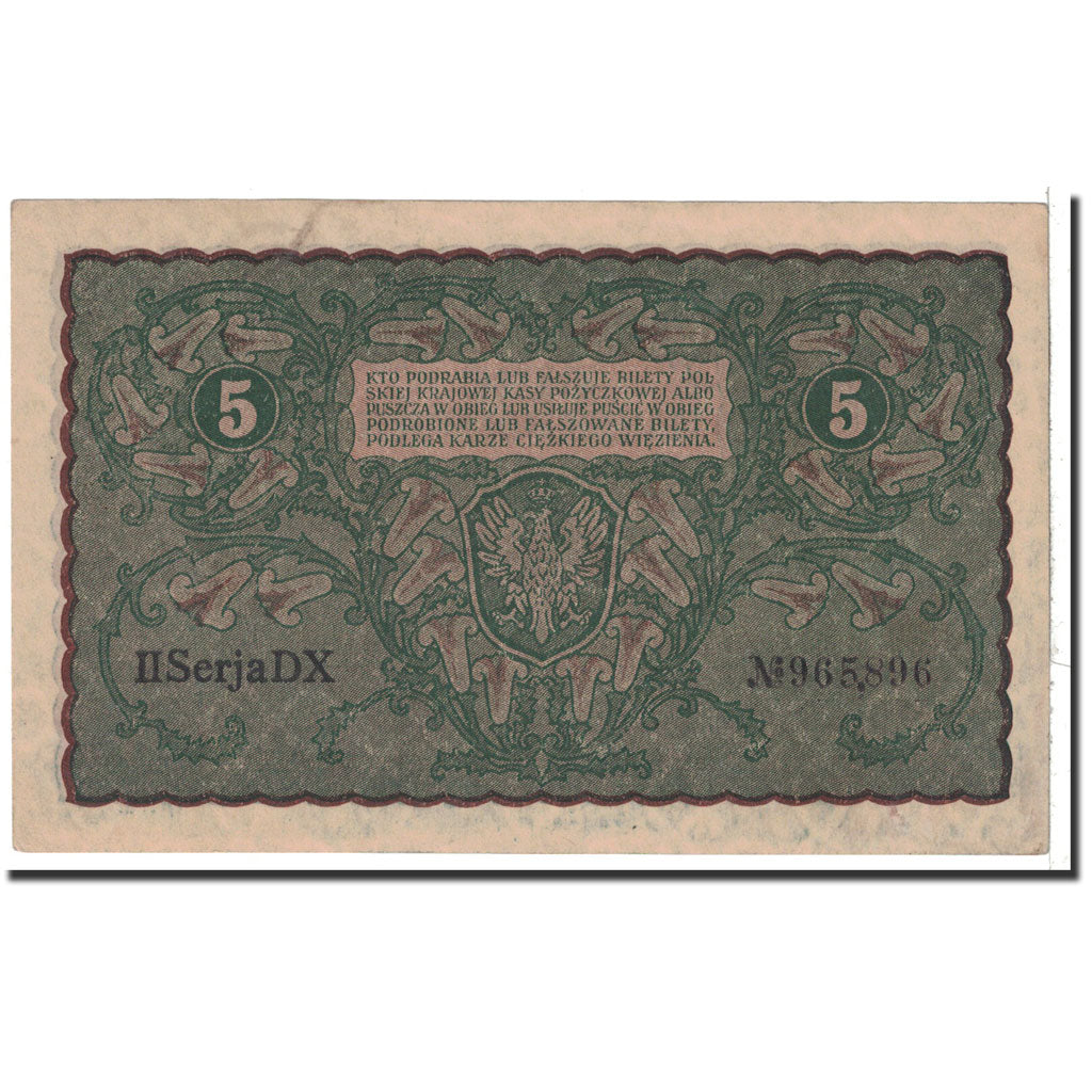 Poland, 5 Marek, 1919, KM:24, 1919-08-23, AU(55-58)