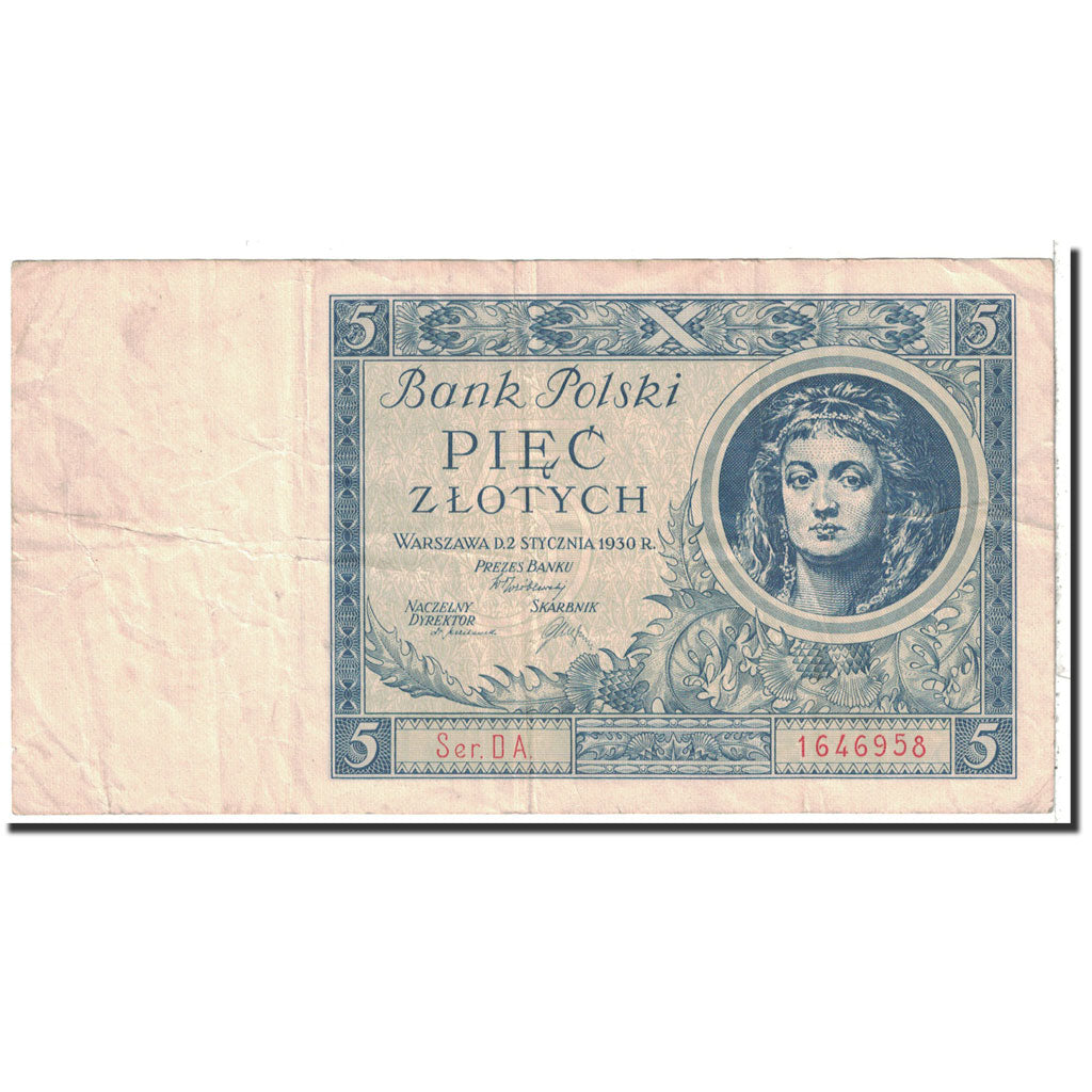 Banknote, Poland, 5 Zlotych, 1930, 1930-01-02, KM:72, EF(40-45)