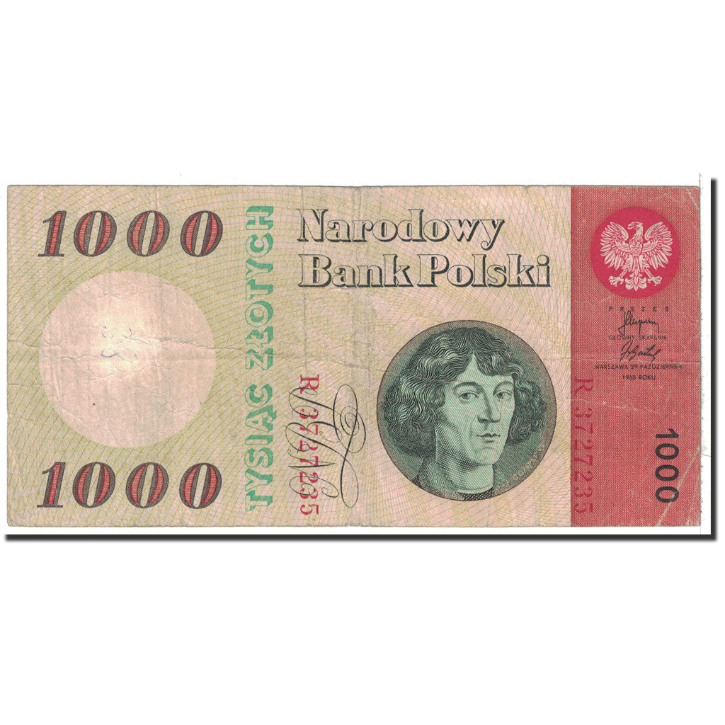 Poland, 1000 Zlotych, 1965, KM:141a, 1965-10-29, VF(20-25)