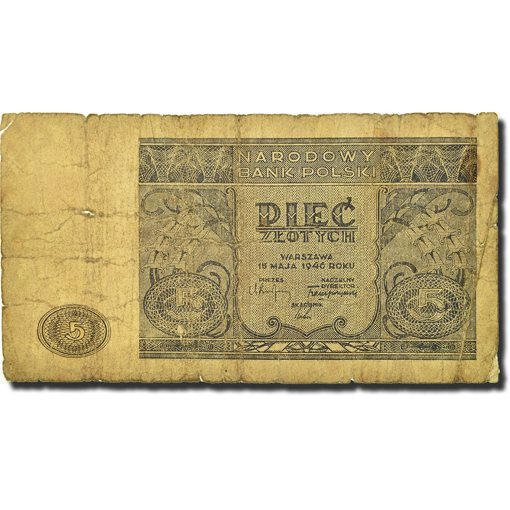 Banknote, Poland, 5 Zlotych, 1946, 1946-05-15, KM:125, VG(8-10)