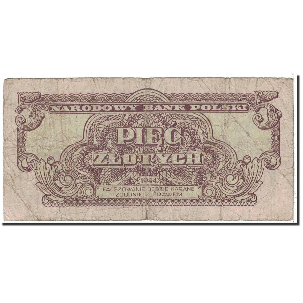 Banknote, Poland, 5 Zlotych, 1944, Undated, KM:109a, VF(20-25)