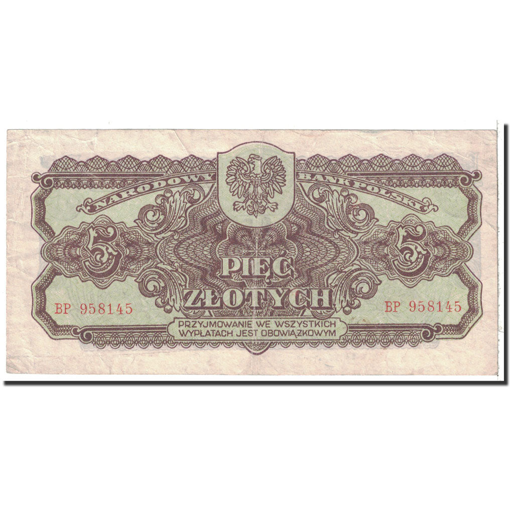 Banknote, Poland, 5 Zlotych, 1944, Undated, KM:109a, EF(40-45)