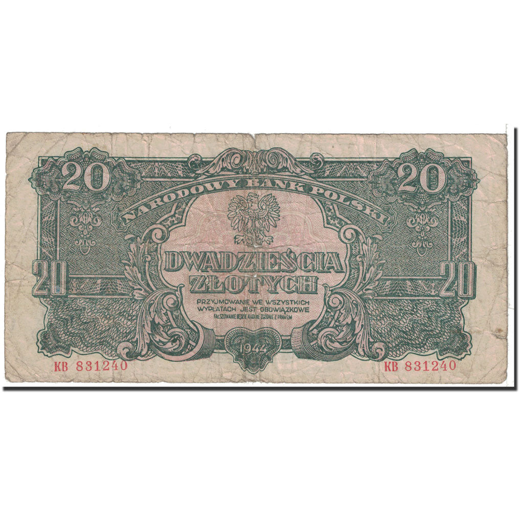 Banknote, Poland, 20 Zlotych, 1944, Undated, KM:112, VF(20-25)