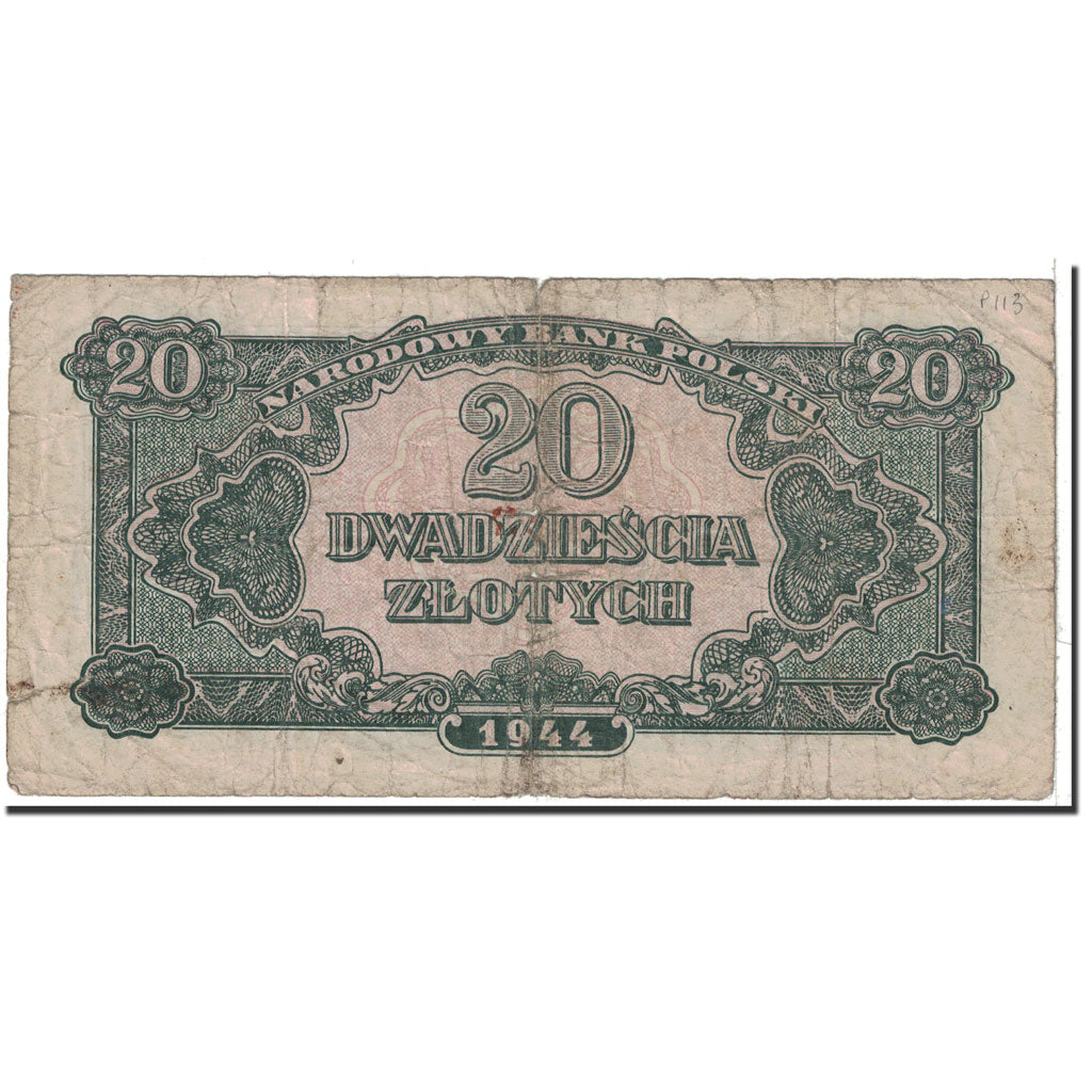 Banknote, Poland, 20 Zlotych, 1944, Undated, KM:112, VF(20-25)