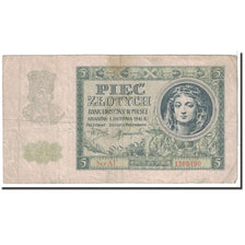 Banknote, Poland, 5 Zlotych, 1941, 1941-08-01, KM:101, VF(30-35)