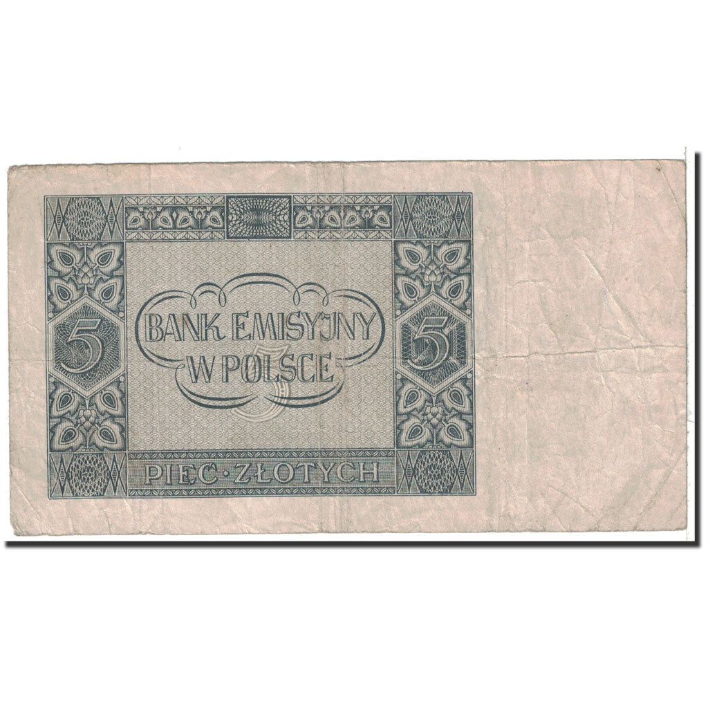 Banknote, Poland, 5 Zlotych, 1941, 1941-08-01, KM:101, VF(30-35)