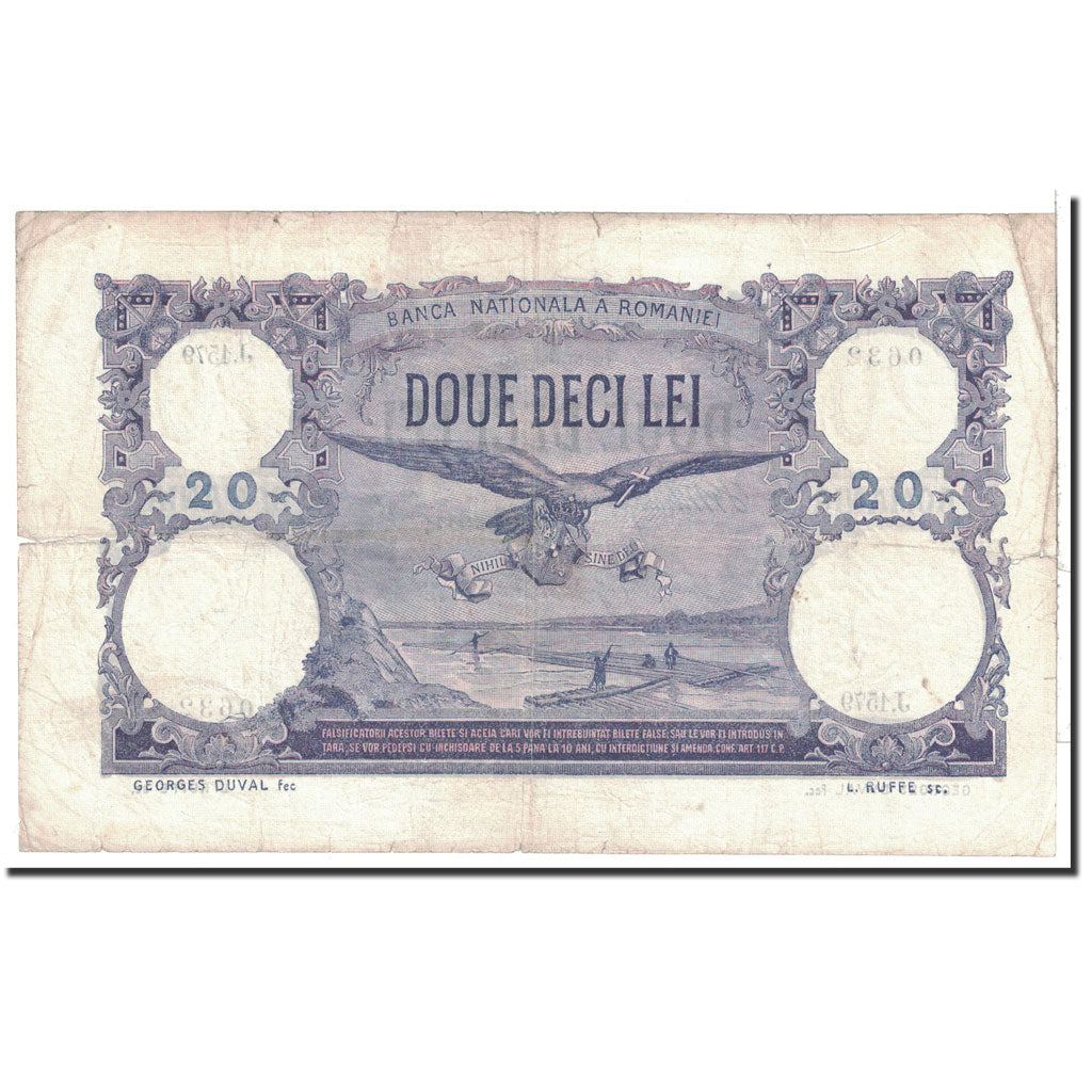 Romania, 20 Lei, 1916, KM:20a, 1916-05-12, VF(30-35)