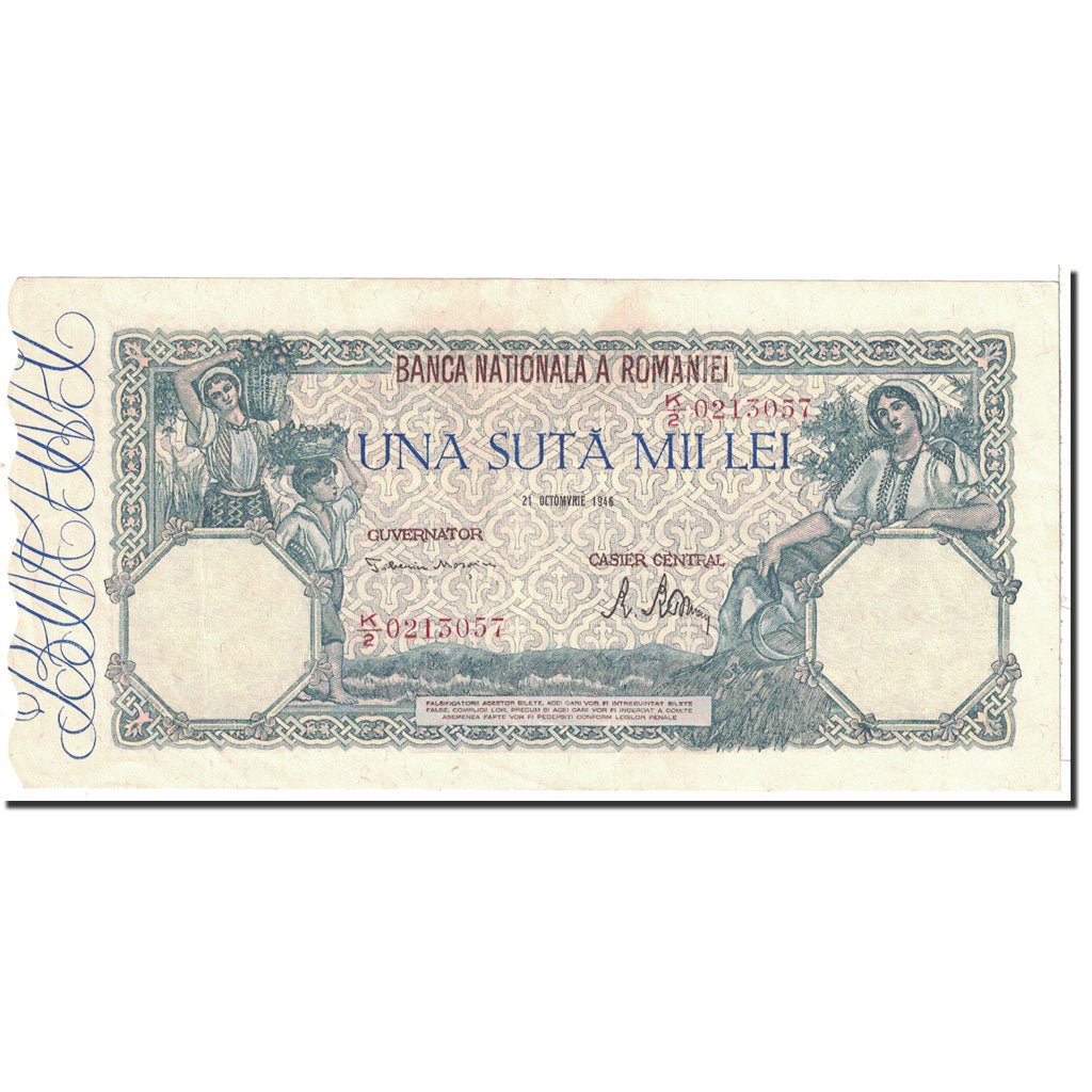 Romania, 100,000 Lei, 1946, KM:58a, 1946-10-21, UNC(63)
