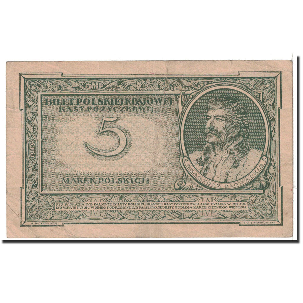 Poland, 5 Marek, 1919, KM:20a, 1919-05-17, EF(40-45)
