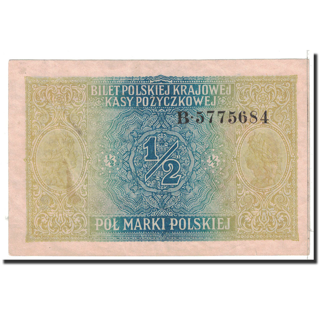 Poland, 1/2 Marki, 1917, KM:7, UNC(63)