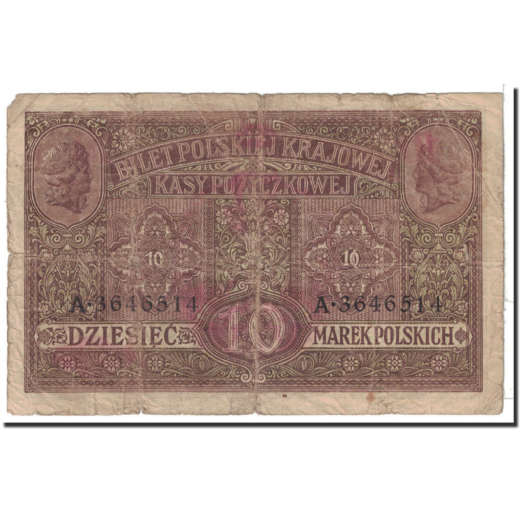 Poland, 10 Marek, 1917, KM:12, F(12-15)