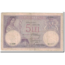 Romania, 5 Lei, 1914, KM:19a, 1914-07-31, VF(20-25)