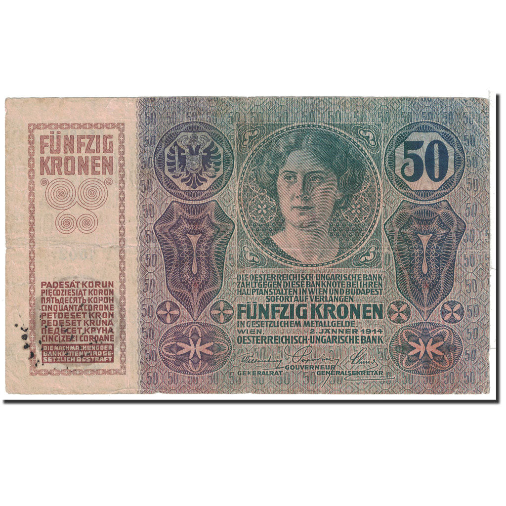Hungary, 50 Korona, 1914, KM:25, 1914-01-02, EF(40-45)