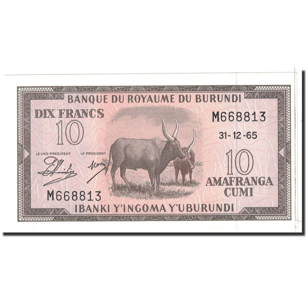 Burundi, 10 Francs, 1965, 1965-12-31, KM:9, UNC(65-70)