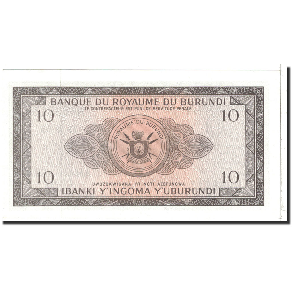 Burundi, 10 Francs, 1965, 1965-12-31, KM:9, UNC(65-70)