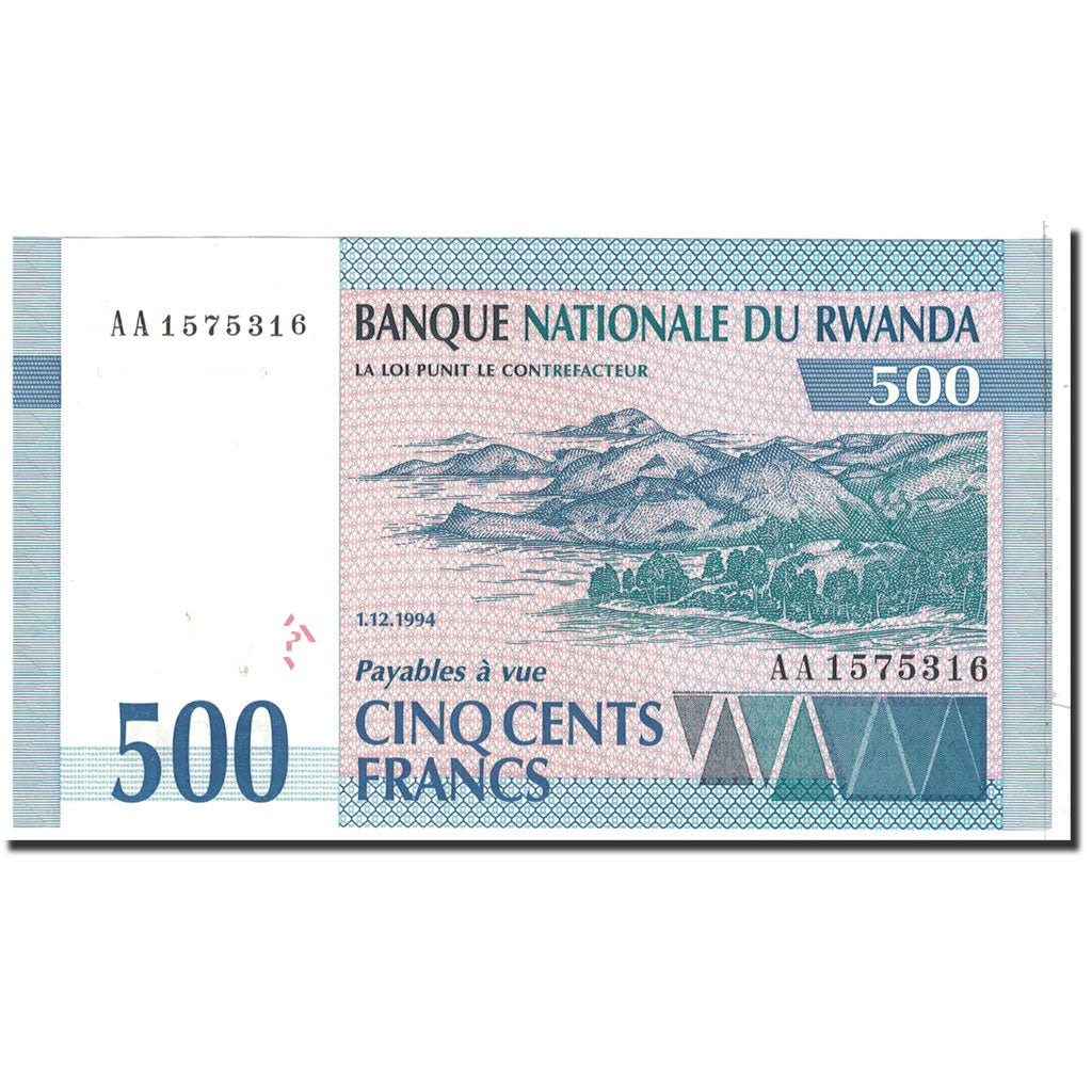 Banknote, Rwanda, 500 Francs, 1994, 1994-12-01, KM:23a, UNC(65-70)