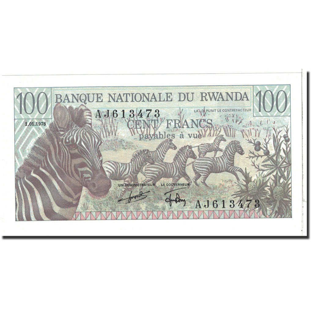 Banknote, Rwanda, 100 Francs, 1978, 1978-01-01, KM:12a, UNC(65-70)