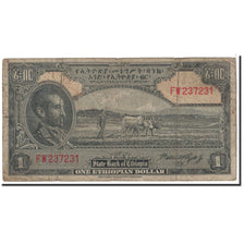 Ethiopia, 1 Dollar, 1945, KM:12c, VG(8-10)