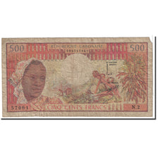 Gabon, 500 Francs, 1974, KM:2a, VG(8-10)