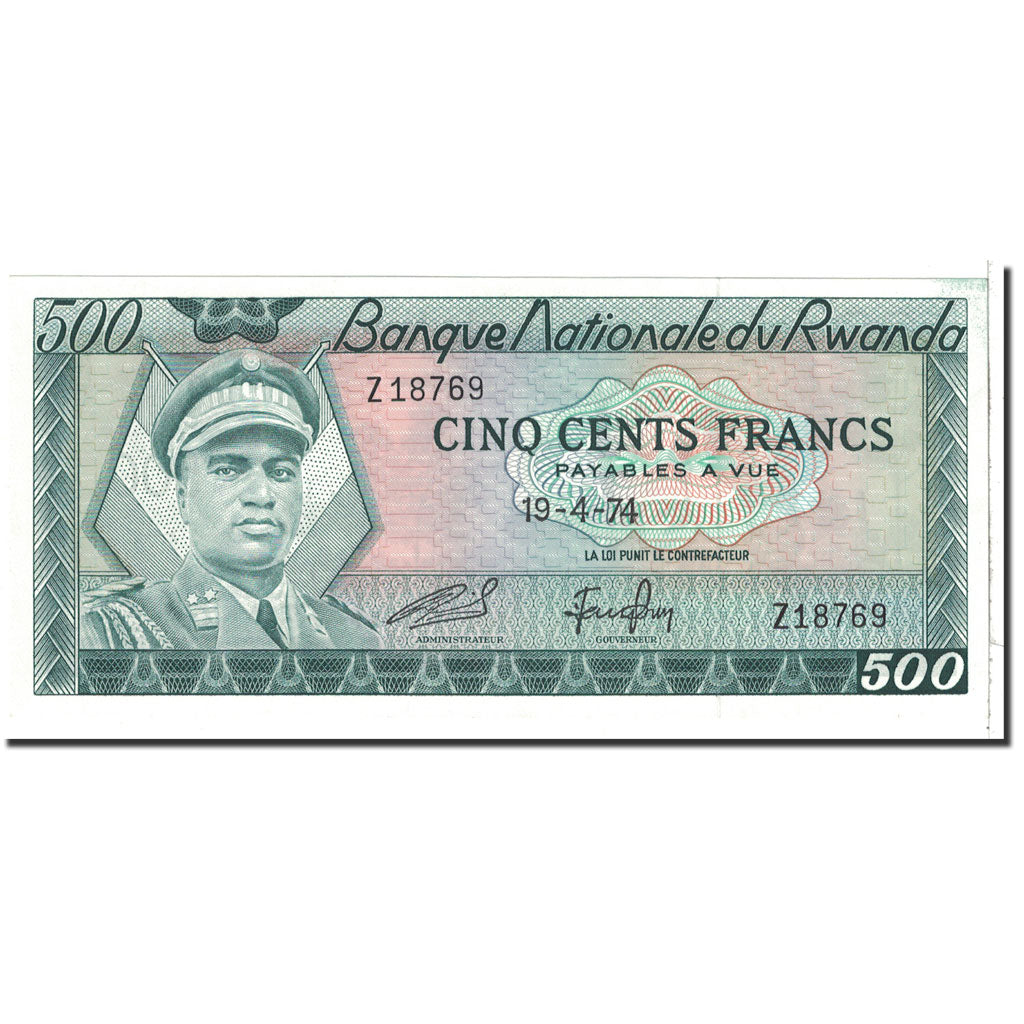Banknote, Rwanda, 500 Francs, 1974, 1974-04-19, KM:11a, UNC(65-70)